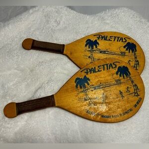 Vintage Palettas Beach Wood Paddles 16” JB Palettas San Diego Alfa-1 paddleball